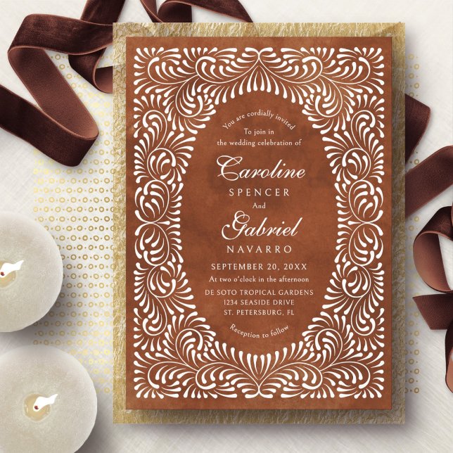 Talavera Terracotta Mexican Wedding Invitation (Creator Uploaded)