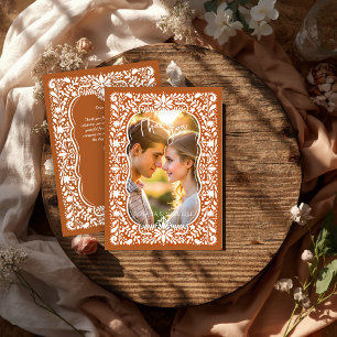 Talavera terracotta Mexican wedding photo Thank You Card