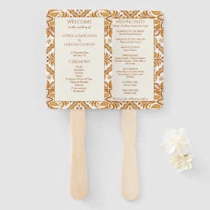 Talavera terracotta Mexican wedding program Hand Fan