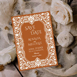 Talavera terracotta Mexican wedding Save The Date