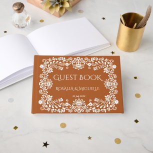 Talavera terracotta vintage Mexican wedding Guest Book