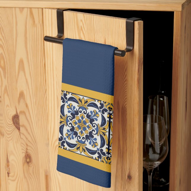 Talavera Tile Cinco Tea Towel (Thirds Fold)