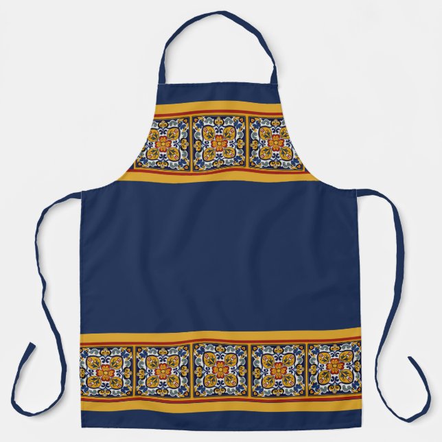 Talavera Tile Flower Centre Apron (Front)