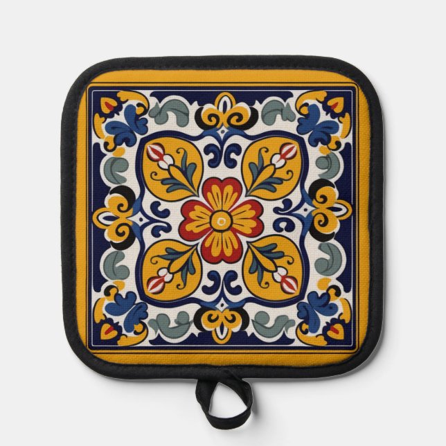 Talavera Tile Flower Centre Pot Holder (Front)