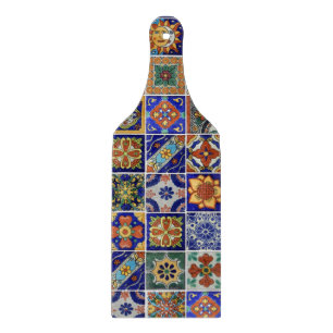 Talavera Tile Image Southwest Style Glass Paddle Cutting Board
