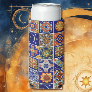Talavera Tile Personalise Text Southwest Style Seltzer Can Cooler