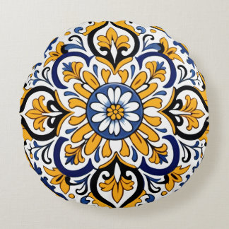 Talavera Tile Tres Round Cushion