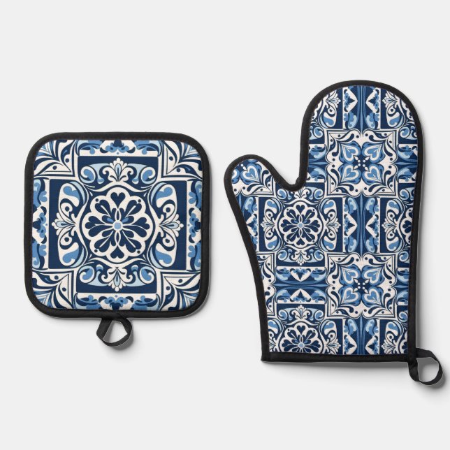 Talavera Tile Uno Oven Mitt & Pot Holder Set (Front)