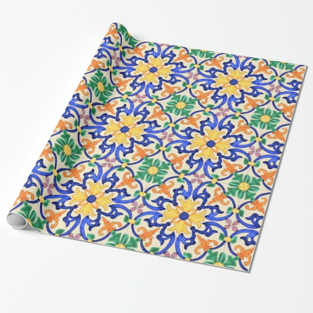 Talavera Tile Wrapping Paper (Unrolled)
