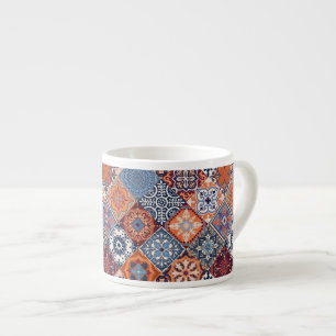Talavera Tles Orange Sky Navy Blue Burgundy Red Espresso Cup