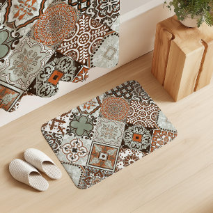 Talavera Tles Sage Green Orange Brown Bath Mat