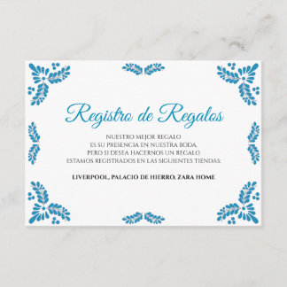 Talavera Turquoise Minimalist Spanish Wedding Enclosure Card