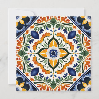 Talavera vintage Mexican all in one wedding Invitation