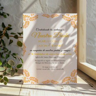 Talavera Yellow Floral Minimalist Spanish Wedding Invitation