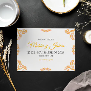 Talavera Yellow Floral Minimalist Spanish Wedding Save The Date