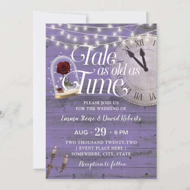 Tale as Old as Time Lavender Fairytale Wedding Invitation (Front)