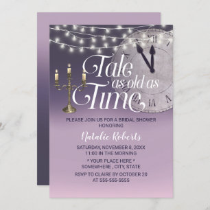 Tale as Old as Time Purple Ombre Bridal Shower Invitation