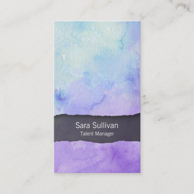 Talent Manager Entertainment Purple Watercolor Business Card (Front)