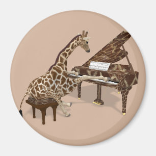 Talented Giraffe Plays Grand Piano Magnet