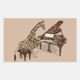 Talented Giraffe Plays Grand Piano Rectangular Sticker