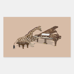 Talented Giraffe Plays Grand Piano Rectangular Sticker
