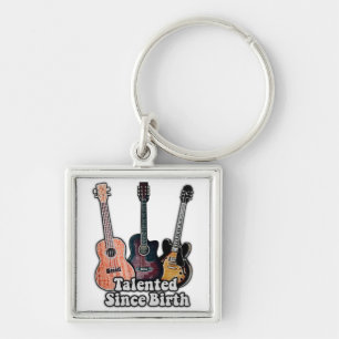 Talented since birth. vintage colorful guitar key ring