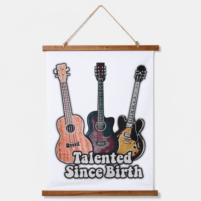 Talented since birth. vintage colourful guitar  hanging tapestry (Front)
