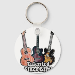 Talented since birth. vintage colourful guitar key ring