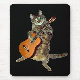 Talented tabby guitar player mouse pad