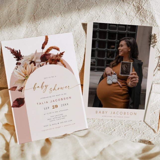 TALIA Bohemian Terracotta Blush Arch Baby Shower Invitation (Creator Uploaded)