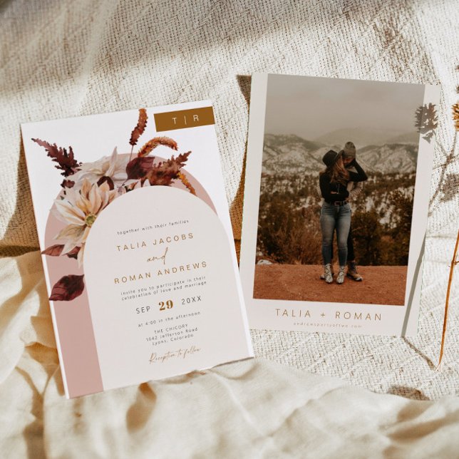 TALIA Bohemian Terracotta Fall Arch Wedding Invitation (Creator Uploaded)