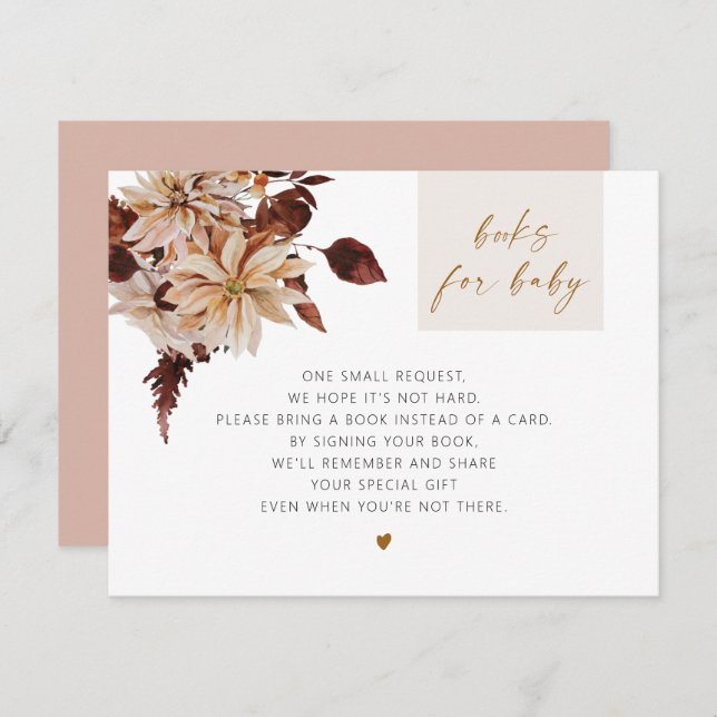 TALIA Bohemian Terracotta Floral Books for Baby Invitation (Front/Back)
