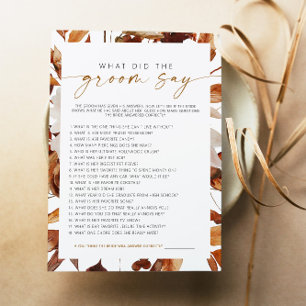 TALIA Boho Fall Floral What Did the Groom Say Game Invitation