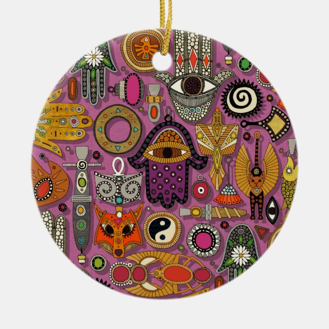 talismans peony ceramic ornament (Front)