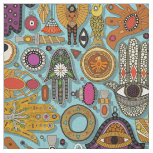 TALISMANS pool blue Fabric