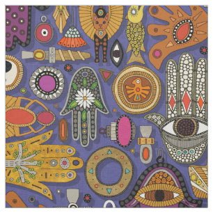 TALISMANS violet blue Fabric