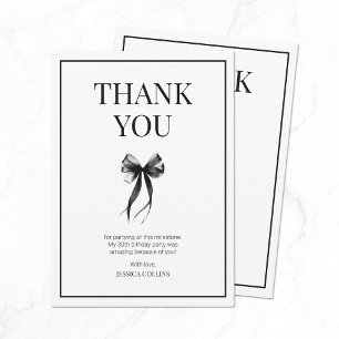 Talk 30 to Me Black and White Thirty Birthday Thank You Card
