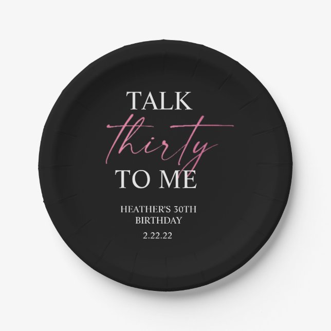 Talk 30 to Me Décor Paper Plate (Front)