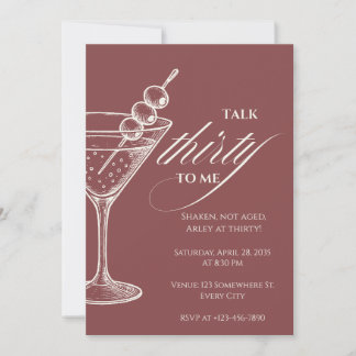 Talk 30 to Me Minimalist Martini 30th Birthday Invitation