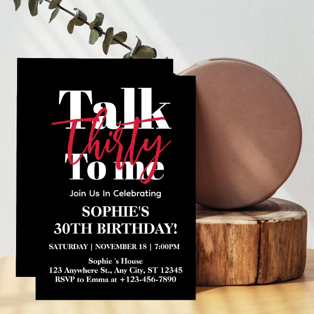 Talk 30 To Me  Modern 30th Birthday Party  Invitation (Creator Uploaded)