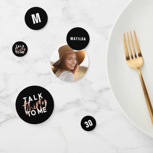 Talk 30 to me modern girly typography birthday confetti (Group)