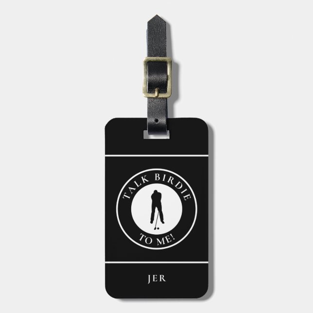Talk Birdie Funny Men's Personalized Golfer Luggage Tag (Front Vertical)