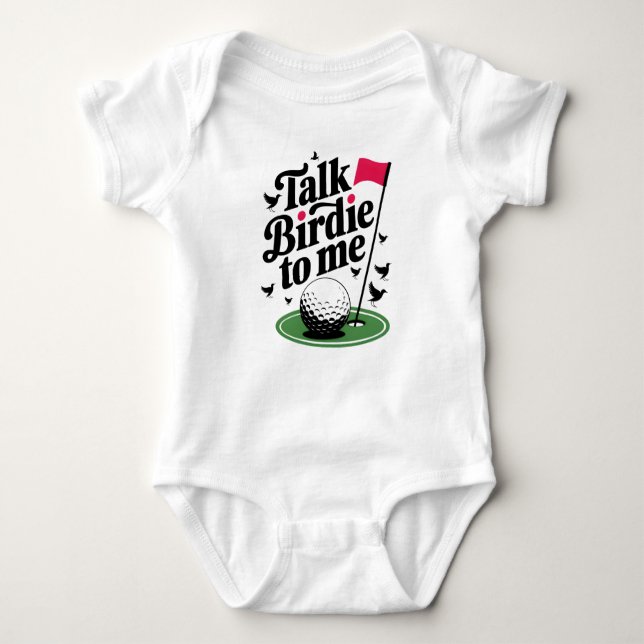 Talk Birdie to me Funny golf pun Baby Bodysuit (Front)