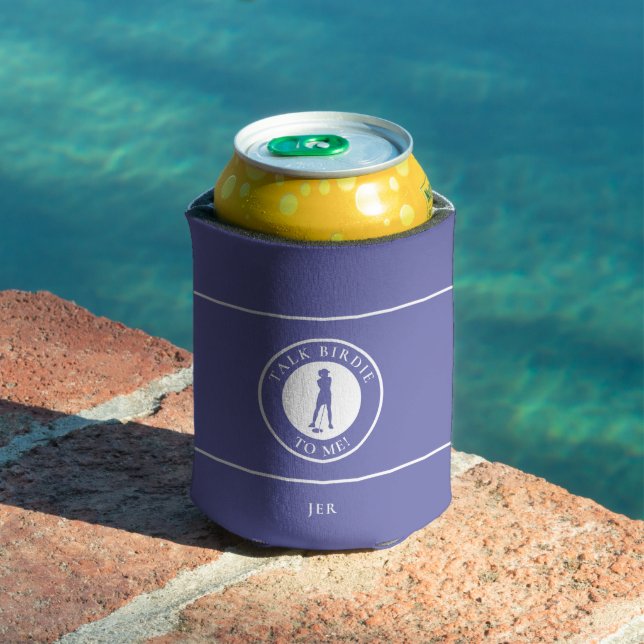 Talk Birdie To Me Golf  Funny Female Monogrammed  Can Cooler (In Situ Pool)