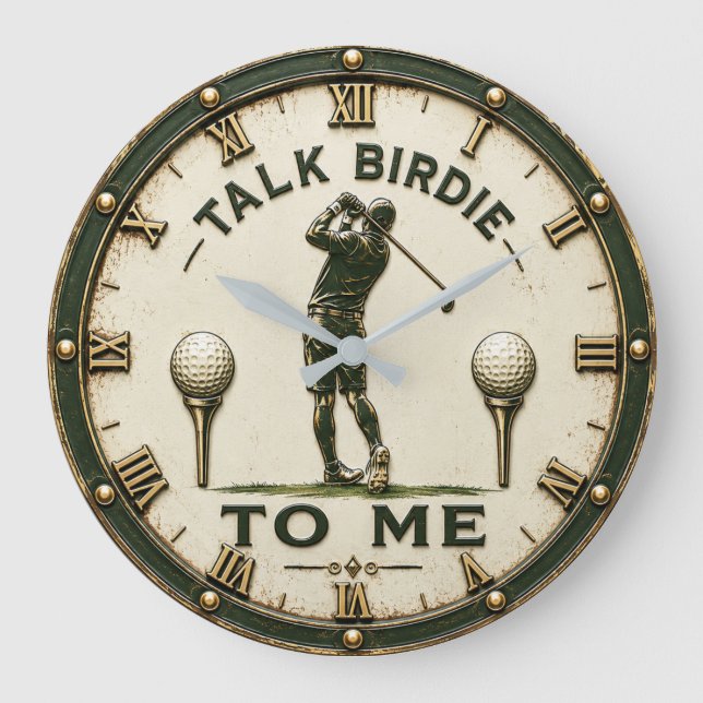 Talk Birdie to Me Golf Large Clock (Front)