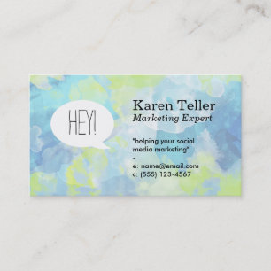 Talk Bubble   Blue Green Paints Background Business Card