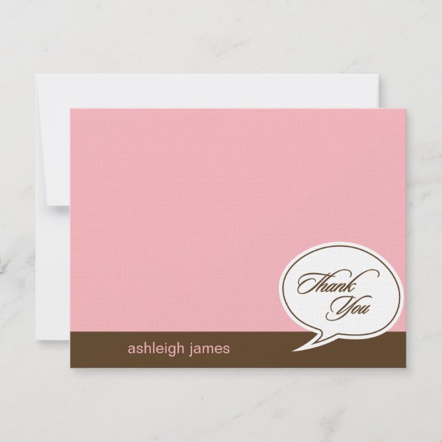 Talk Bubble Flat Thank You Cards - Pink - (Front)
