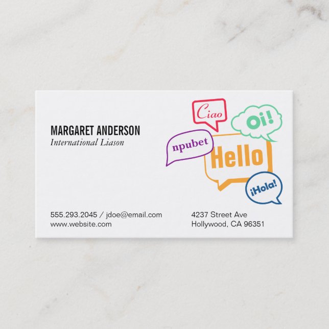 Talk Bubble | International Business Card (Front)