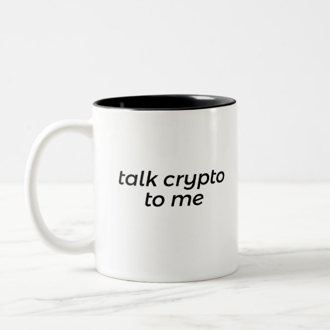 Talk crypto to me Two-Tone coffee mug (Left)