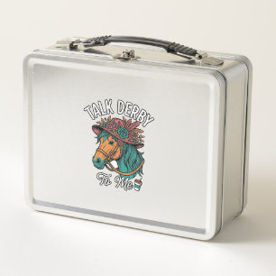 Talk Derby Horse Vintage Engraving Design Metal Lunch Box